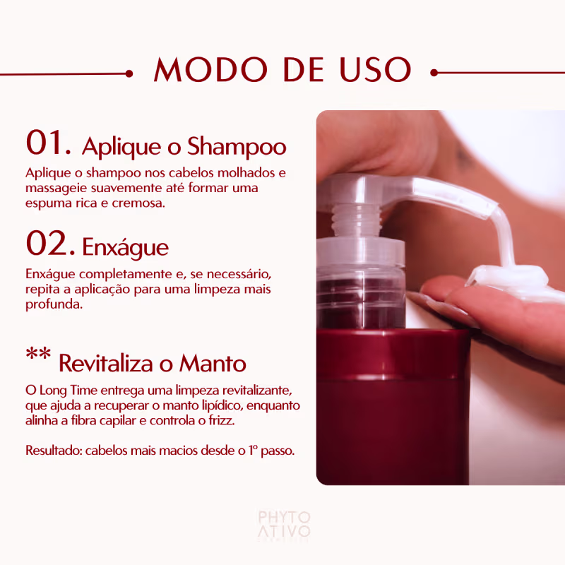Shampoo Long Time Phyto Ativo Nutrição Biotecnológica 300ml