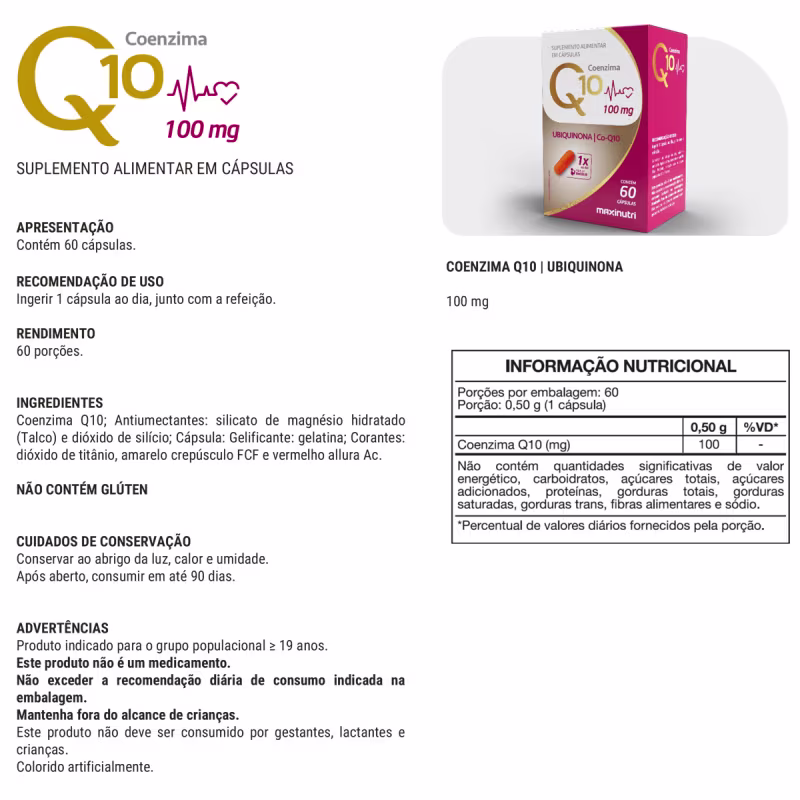 Kit 3 Coenzima Q10 Gold Ubiquinona 100mg 60 Cáps Maxinutri