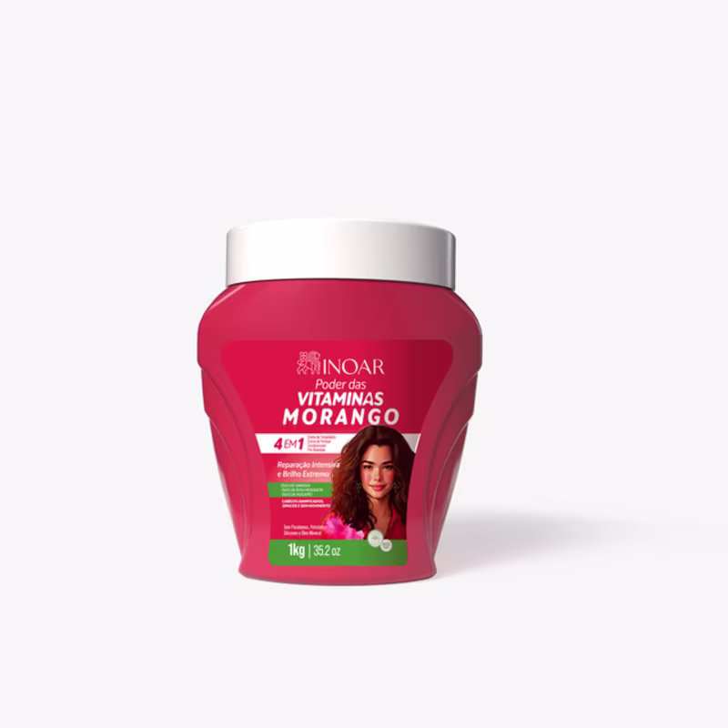 Creme capilar Poder das Vitaminas Morango, da marca Inoar.