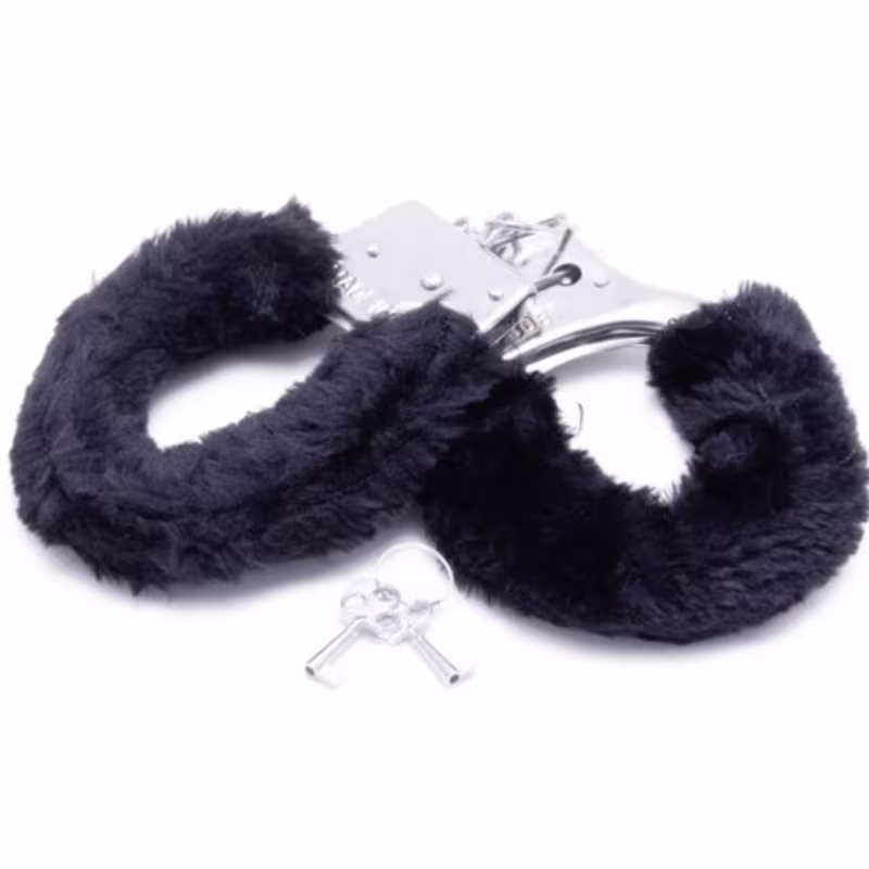 Algemas de Metal com Pelúcia Linha Hand Cuffs - Vermelho