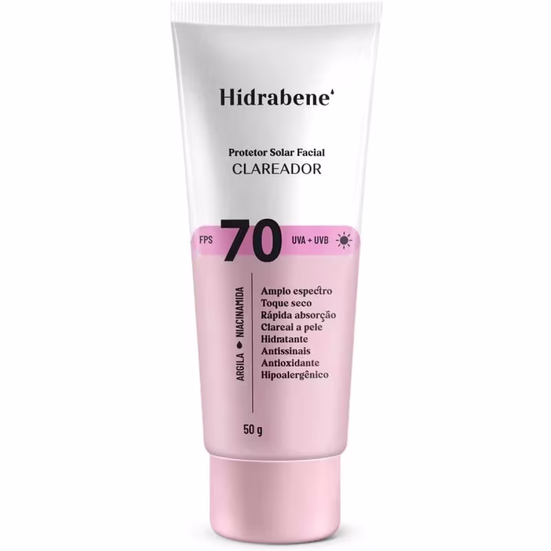 Protetor Solar Facial Hidrabene FPS 70 Clareador 50g