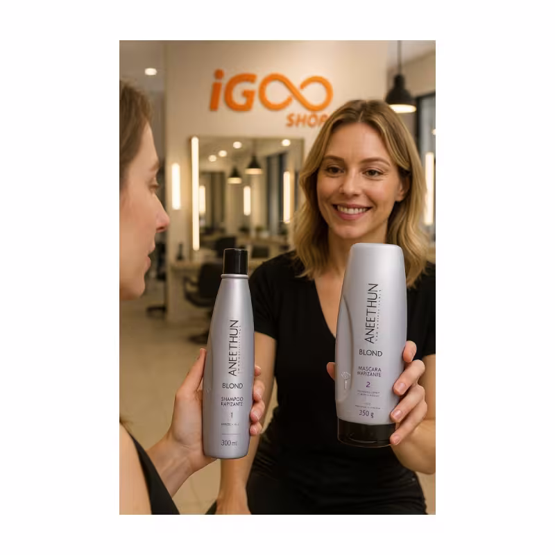 Kit Aneethun Blond – Shampoo Matizador 300 mL + Máscara Matizadora 250 g - Neutraliza Tons Amarelados e Realça o Loiro