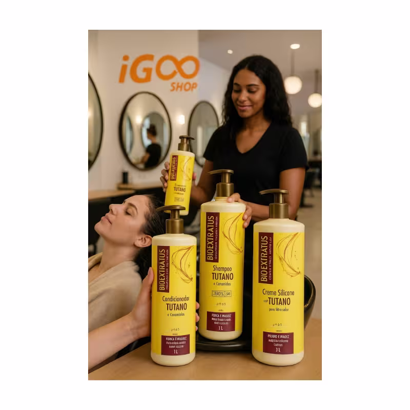 Kit Tutano Bio Extratus 1L - Shampoo, Condicionador e Creme de Silicone com Filtro Solar - Hidratação Profunda