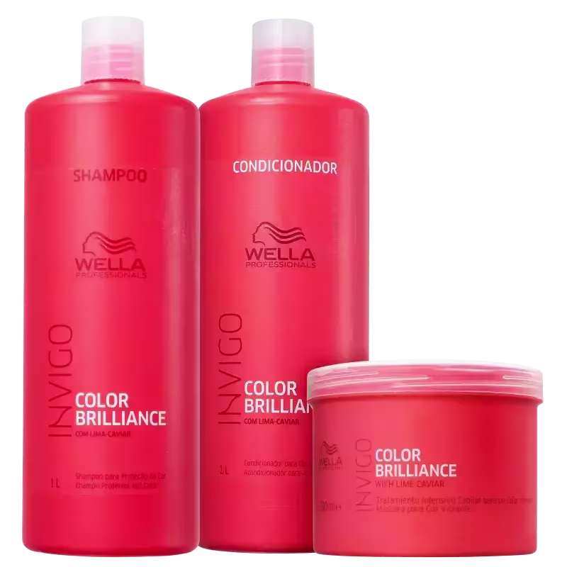 TRIO WELLA BRILLANCE 01 SH 1L, 01 COND 01L E 01 MASC 500G. Kit Wella Professionals Invigo Color Brilliance