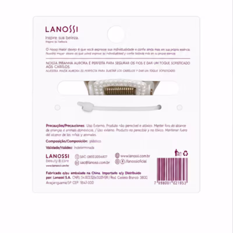 Presilha para Cabelo Lanossi Aurora Perolada – Fixação Elegante, Acessório Capilar Sofisticado
