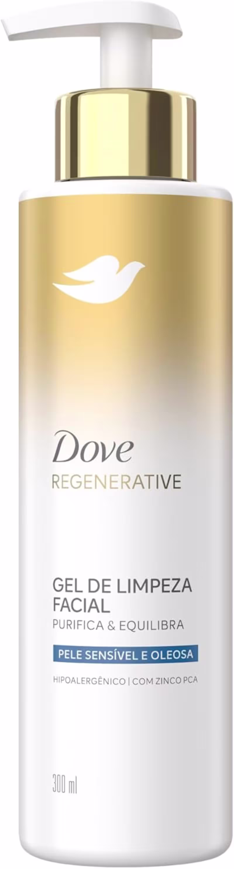 Dove Regenerative Gel de Limpeza Facial 300ml – Purifica & Equilibra, Controle de Oleosidade