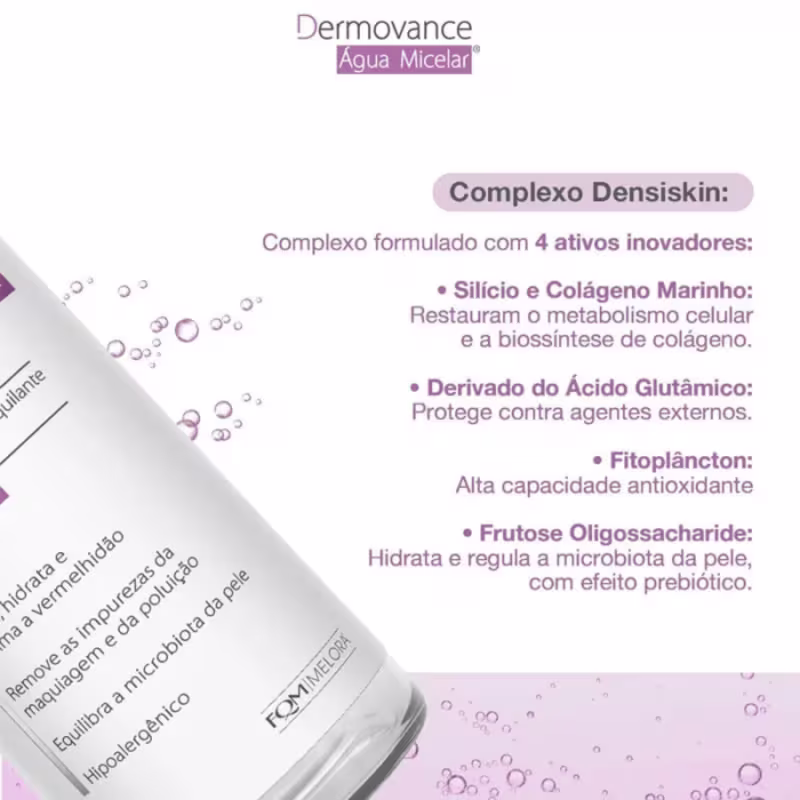Dermovance Água Micelar Demaquilante 250ml Limpeza Facial Suave Hidratação e Remoção de Maquiagem
