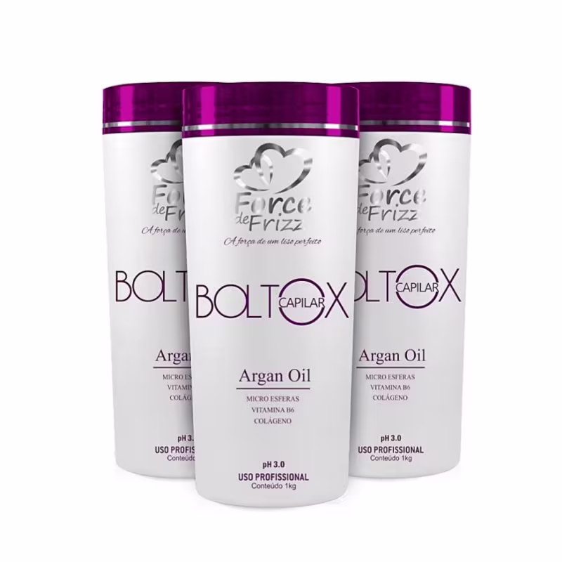 Kit 3 Máscara Boltox Capilar de Argan Oil 1Kg Force - Alinhamento, Hidratação e Brilho