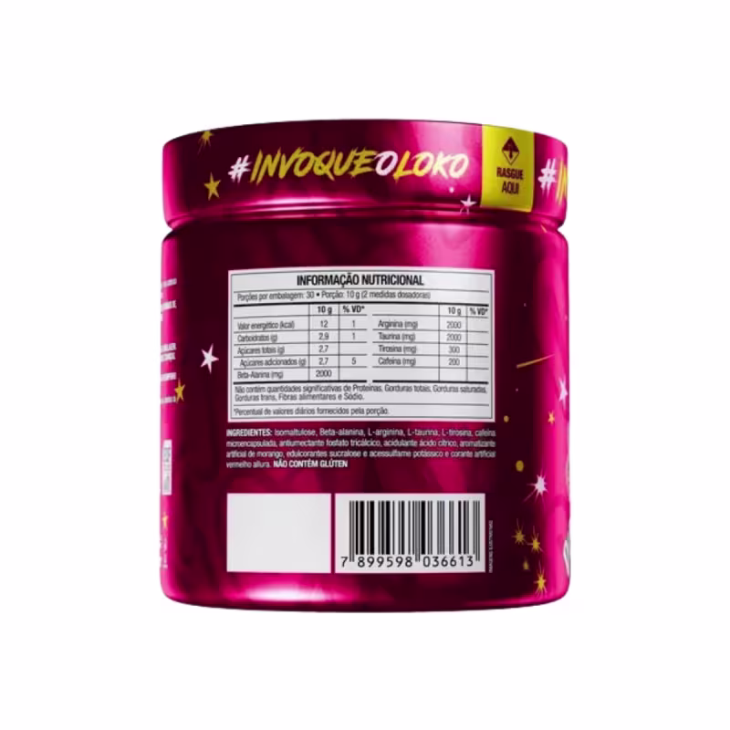 Suplemento em Pó Dip Loko Pré-Workout Sabor Morango - 300g