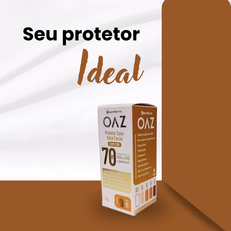 OAZ Protetor Solar em Stick Facial Com Cor Fps70 14ml - Cor 2