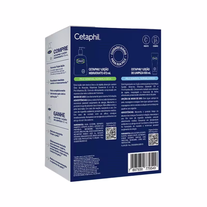 Kit Cetaphil Loção Hidratante 473ml + Loção de Limpeza 100ml