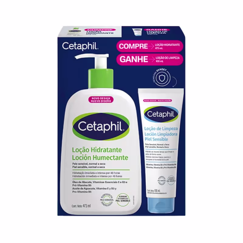 Kit Cetaphil Loção Hidratante 473ml + Loção de Limpeza 100ml