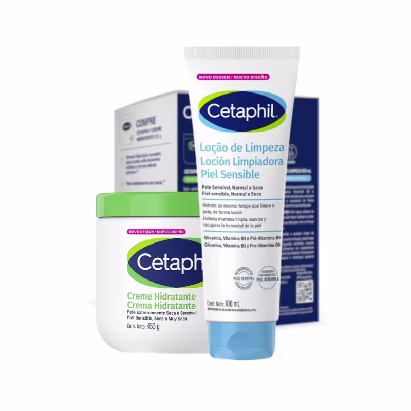 Kit Cetaphil Creme Hidratante 453g + Loção Limpeza 100ml