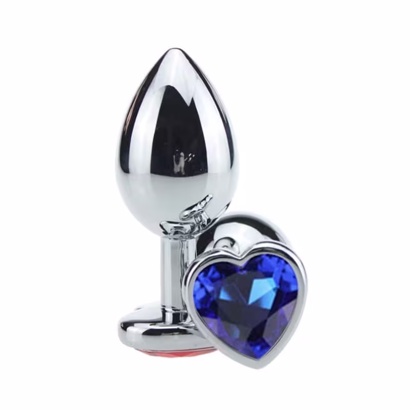 Plug Anal Jóia em Aço M Base Coração e Cristal Colorido - Vermelho