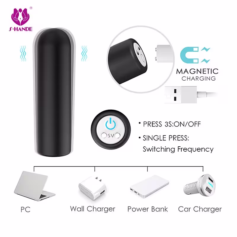 Vibrador Bullet Estimulador Recarregável Ultra Forte Seed S-Hande Preto