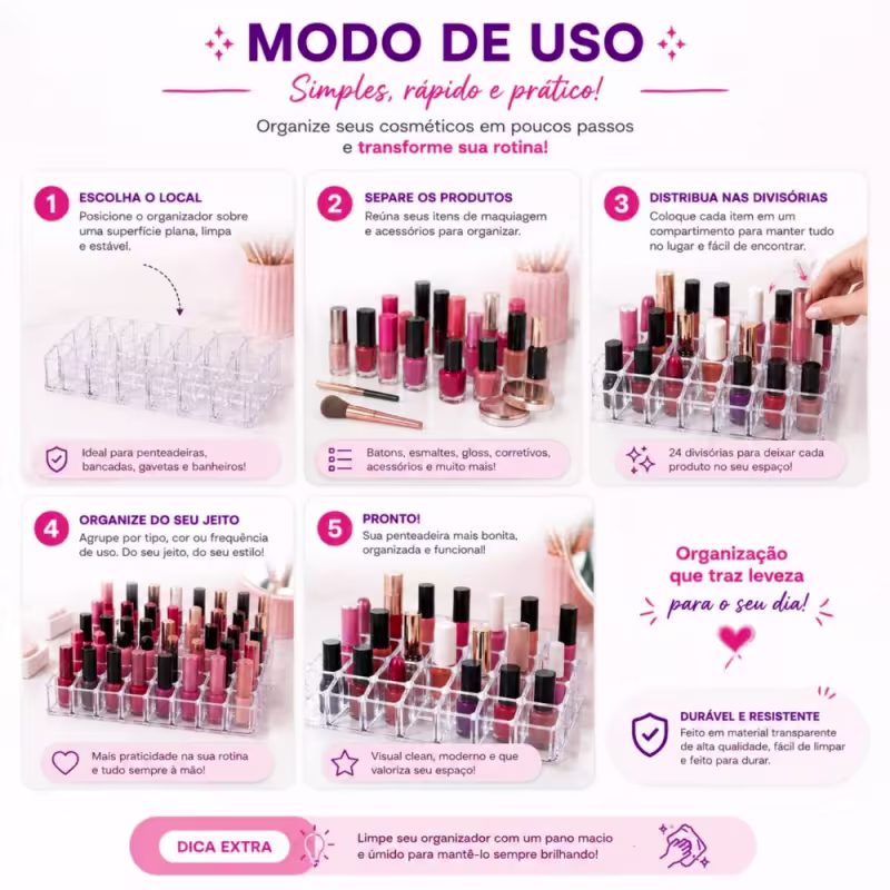 Organizador de Cosméticos Ricca com 24 Divisórias Cod.3331