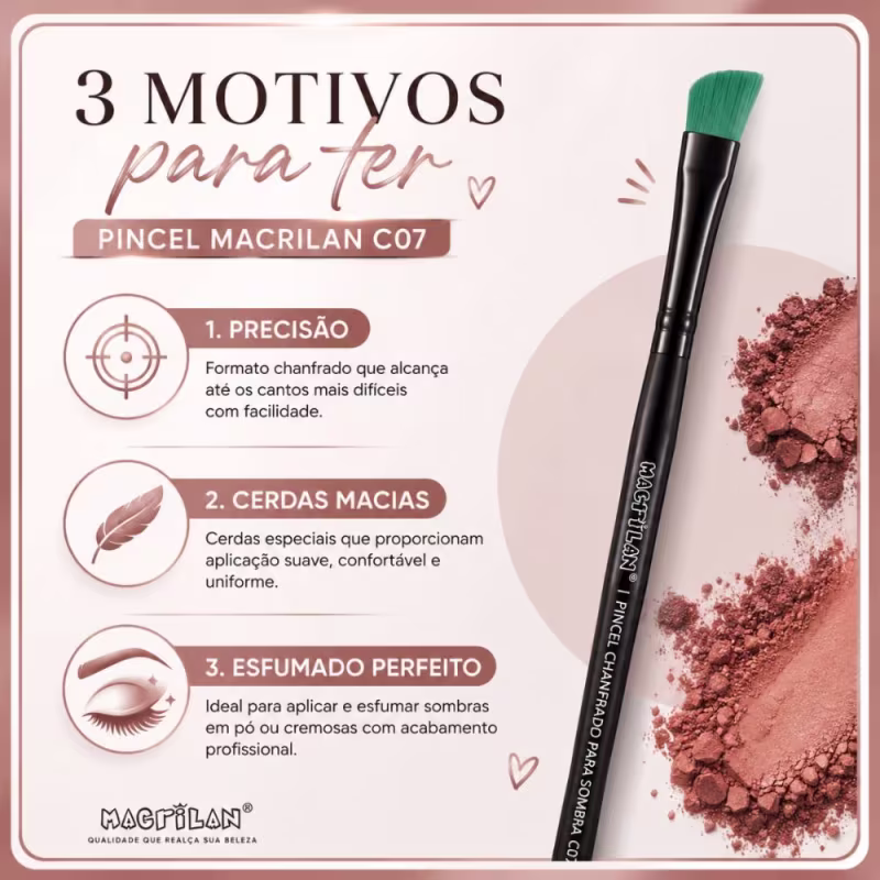 Pincel Chanfrado Para Sombra Macrilan Linha Color C07