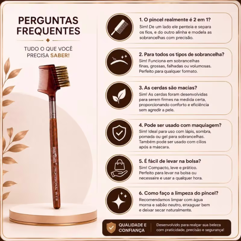 Pente e Escova Para Cílios e Sobrancelhas Linha Madeira Macrilan Único