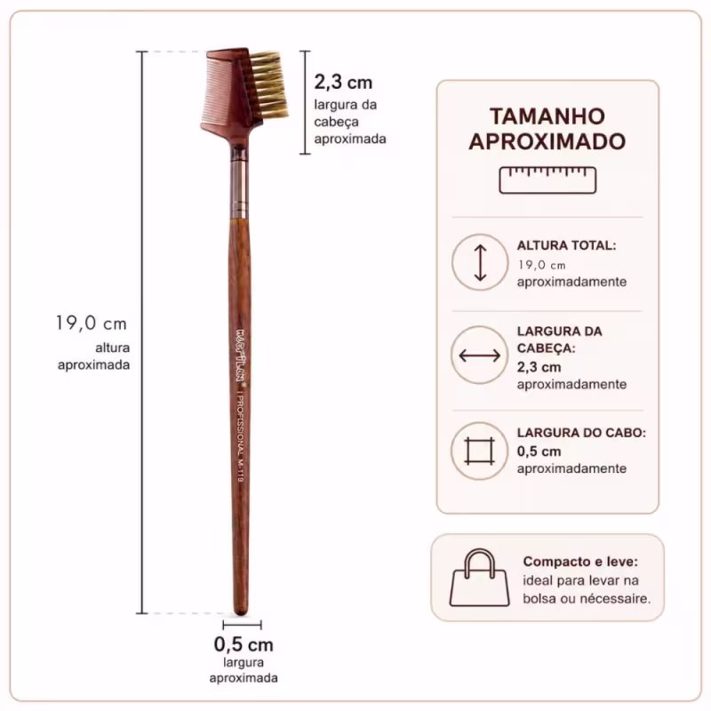 Pente e Escova Para Cílios e Sobrancelhas Linha Madeira Macrilan Único