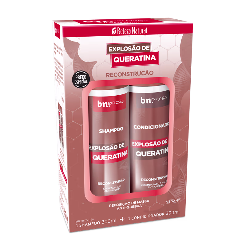 Kit Beleza Natural Shampoo + Condicionador Explosão de Queratina 200ml cada