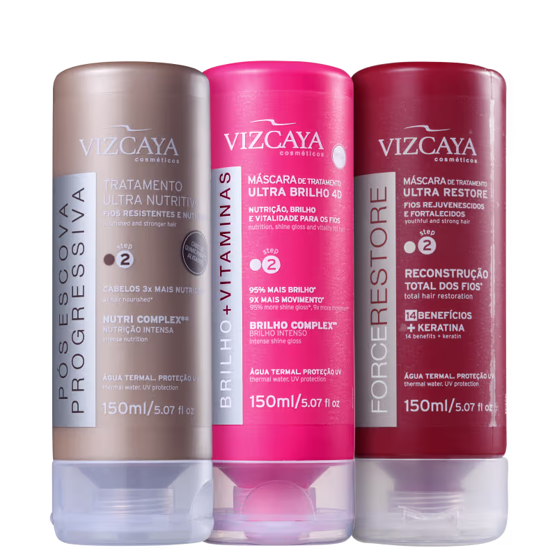 Kit Viscaya Cronograma Capilar Brilho Extremo (3 Produtos)