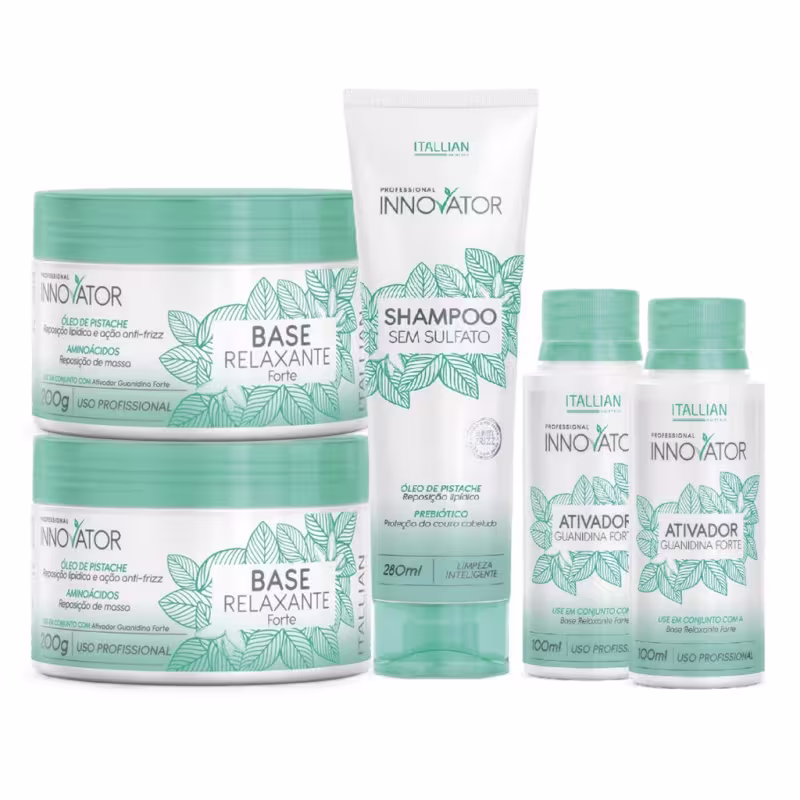Innovator Kit Alisante Capilar - Relaxante CapilarProfissional com Shampoo S/ Sulfato 280ml (5 itens)
