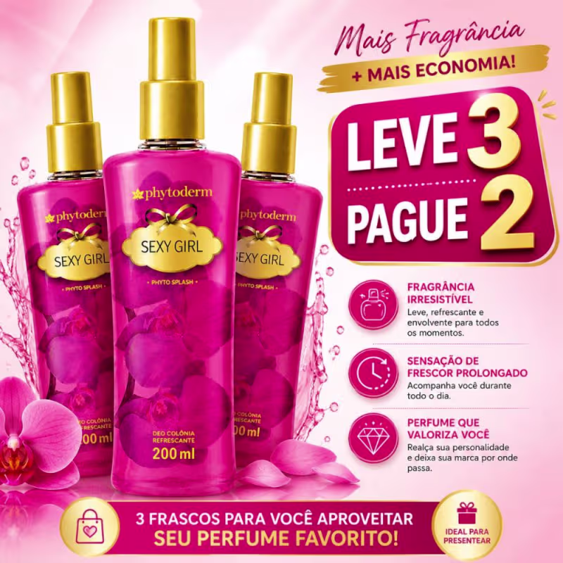 Kit Phytoderm Body Splah Sexy Girl: Leve 3 Pague 2 200ml