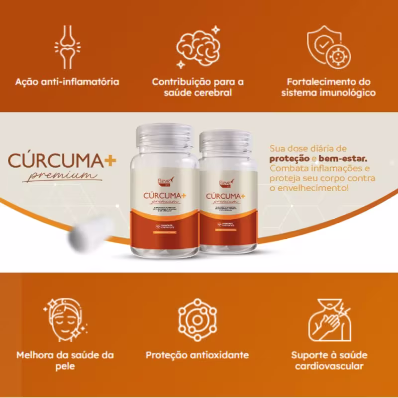 Curcuma+ Premium - 90 dias - 90 cápsulas Eleve Life
