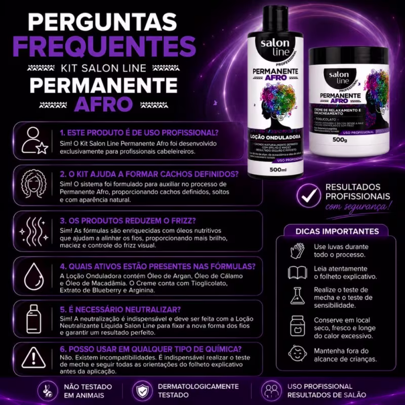 Kit Salon Line Permanente Afro: Loção Onduladora 500ml + Creme De Relaxamento e Encacheamento 500g