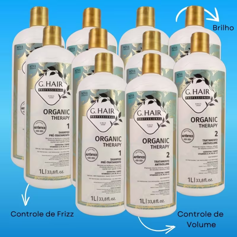 G.Hair Organic Therapy Kit 5 Tratamento Antivolume 1L