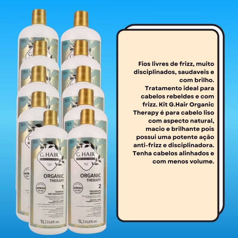 G.Hair Organic Therapy Kit 5 Tratamento Antivolume 1L
