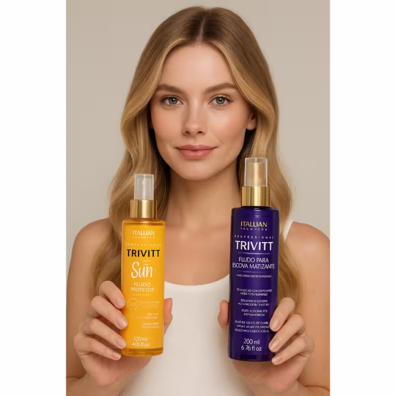 Kit Trivitt Profissional Finalizadores com Fluido Matizante + Protetor Solar Capilar Trivitt Sun UV