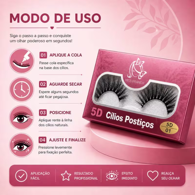 Cílios Postiços 5d Miss Frandy Faux Mink 1 Par C19-0723
