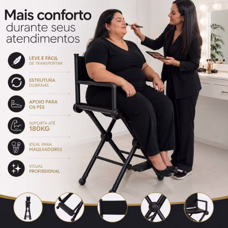 Cadeira Profissional Para Maquiagem Master Klass Vough Dc-012bl