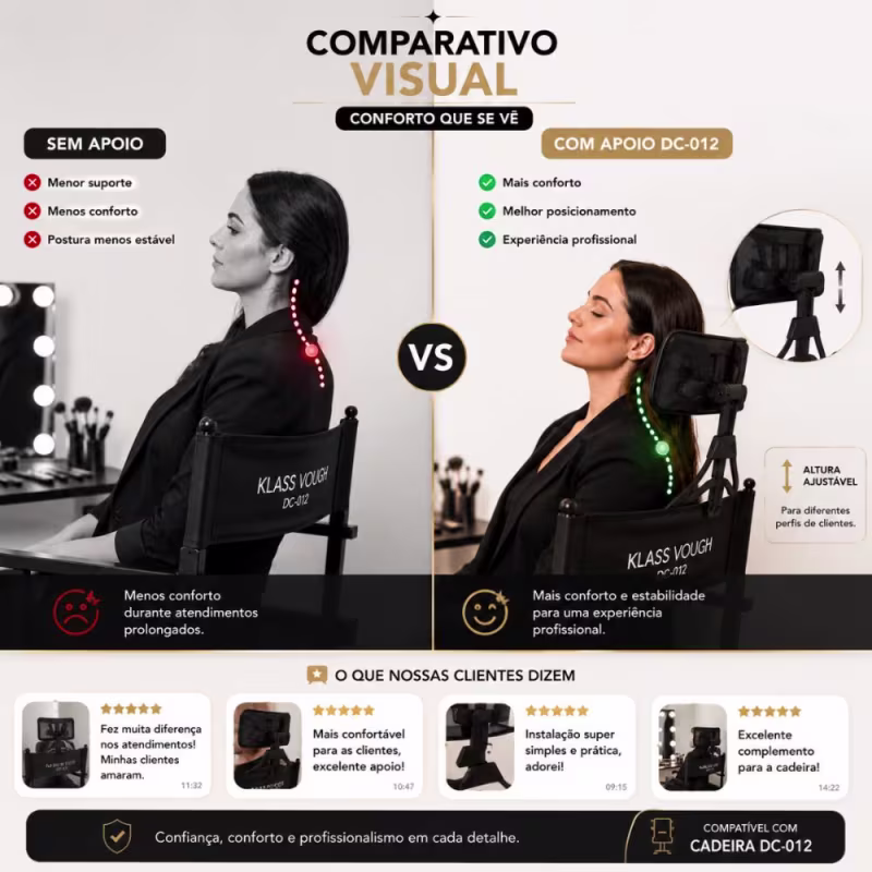 Apoio de Cabeça Klass Vough Para Cadeira Portátil Dc-012