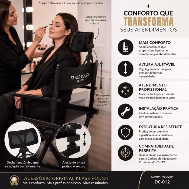 Apoio de Cabeça Klass Vough Para Cadeira Portátil Dc-012