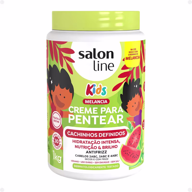 Kit Salon Line Kids: Shampoo e Condicionador + Creme para Pentear 1kg e Gelatina Melancia