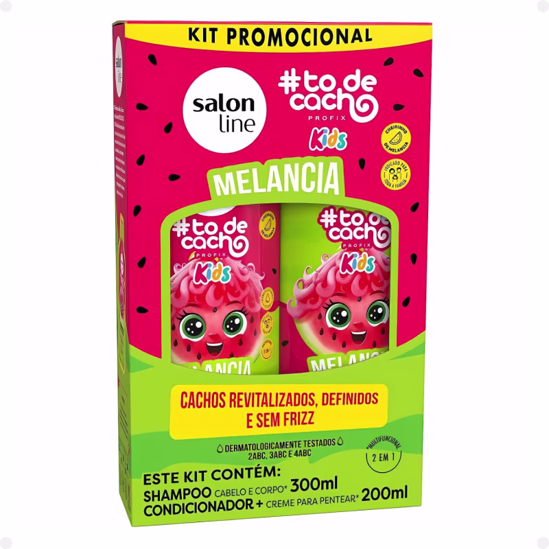 Kit Salon Line Kids: Shampoo e Condicionador + Creme para Pentear 1kg e Gelatina Melancia