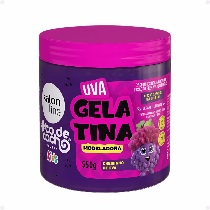 Kit Salon Line Kids: Shampoo e Condicionador + Creme para Pentear 1kg e Gelatina Modeladora Uva