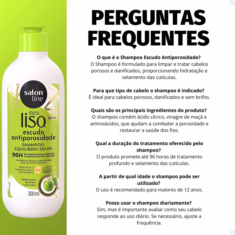 A imagem mostra texto com perguntas frequentes sobre o produto