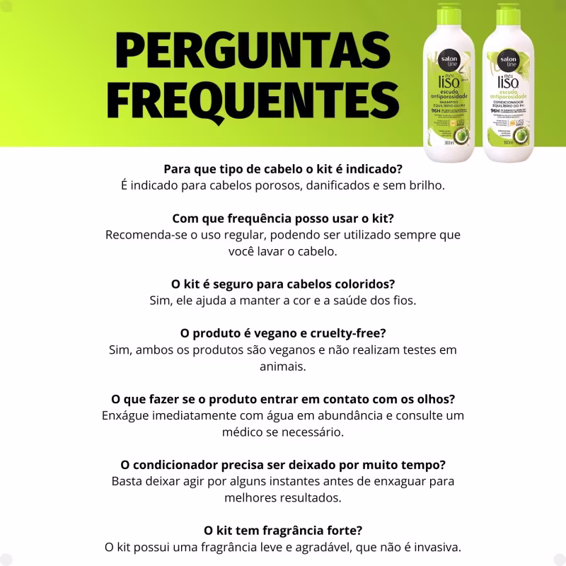 A imagem mostra texto com perguntas frequentes sobre o kit