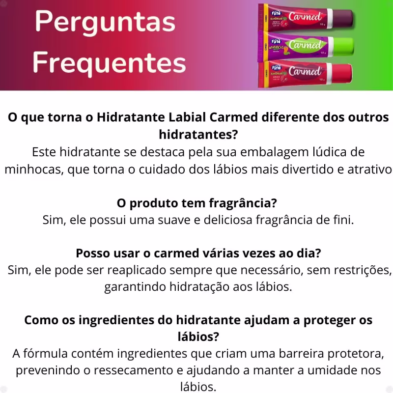Kit Hidratante Labial Carmed Fini:  Amora Intensa,  Amora e Minhoca incolor