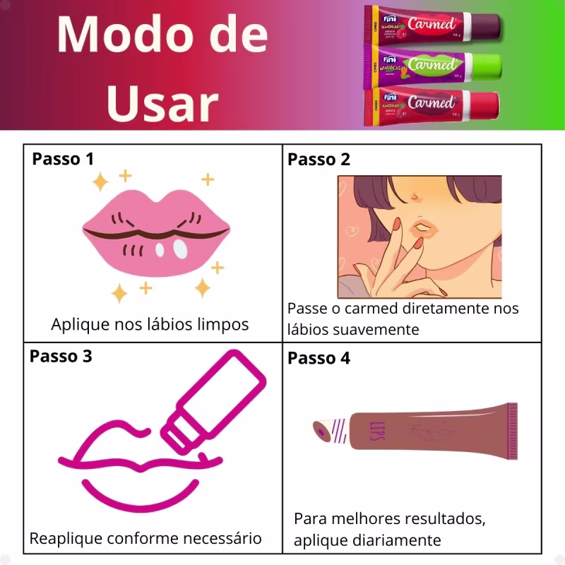 Kit Hidratante Labial Carmed Fini:  Amora Intensa,  Amora e Minhoca incolor