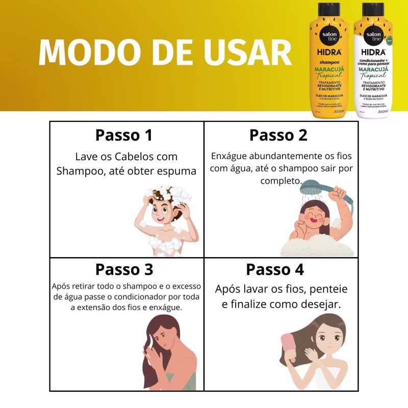 A imagem mostra o modo de usar o produto em 4 passos