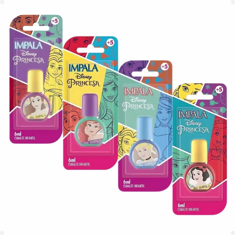 Kit Impala Disney Princesa: 4 Esmaltes Infantil 6ml