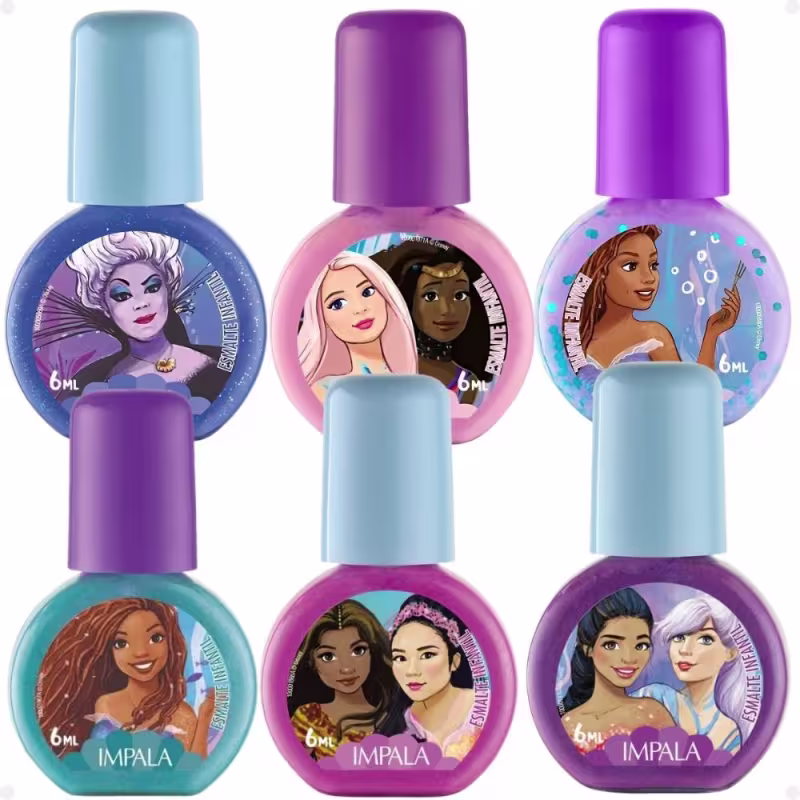 Kit Impala Disney A Pequena Sereia: 6 Esmaltes Infantil 6ml