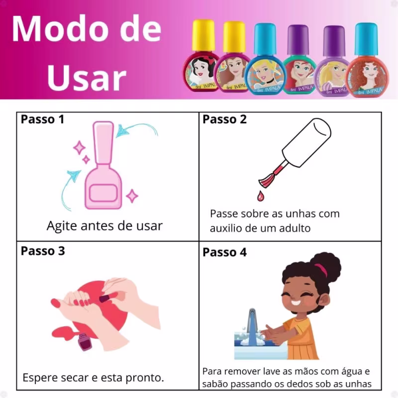 Impala Disney Princesa: 6 Esmaltes Infantil 6ml