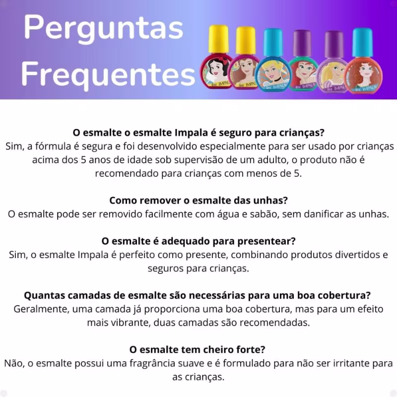 Impala Disney Princesa: 6 Esmaltes Infantil 6ml