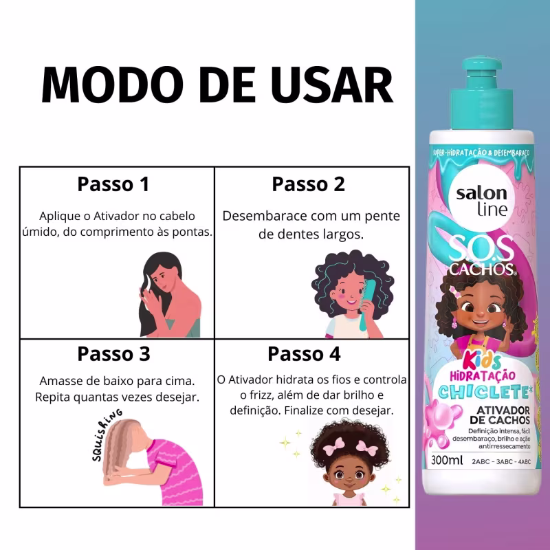 A imagem mostra o modo de usar o produto em 4 passos