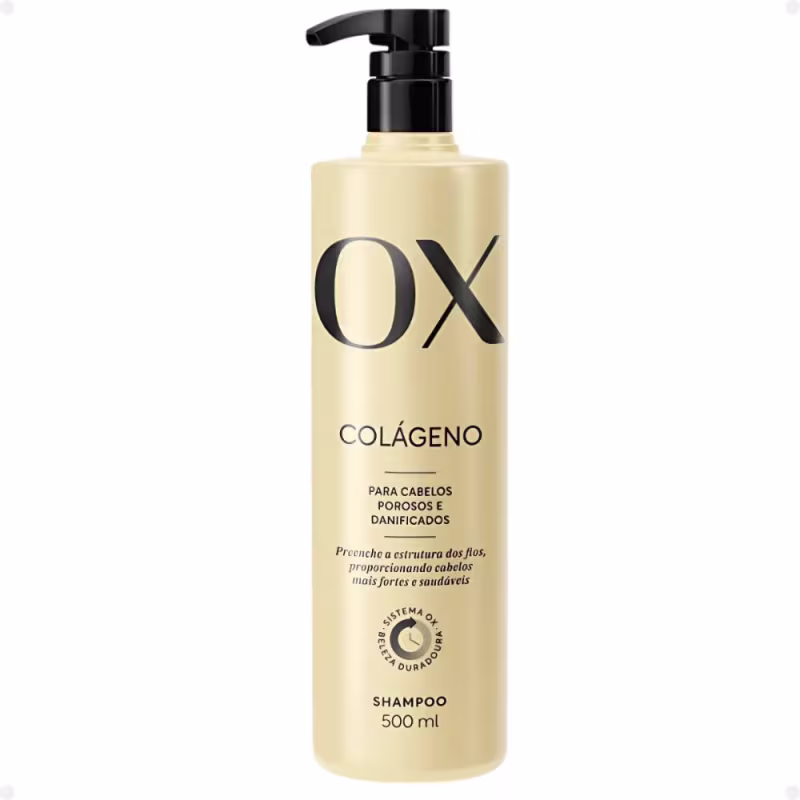 Kit Ox Colágeno: Shampoo, Condicionador 500ml, Máscara e Sérum Tratamento Noturno